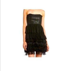 Alice and Olivia - Black Crystal Strapless Dress, Size  8